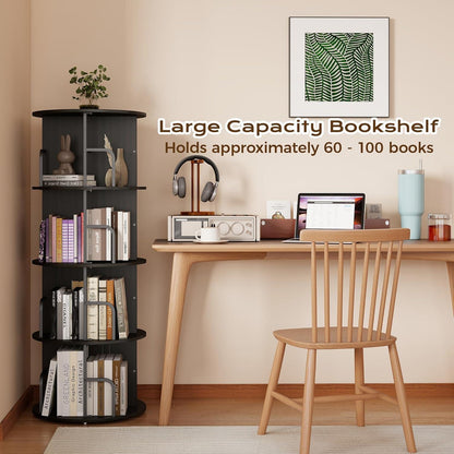 Drehbares Bücherregal Kinderzimmer Holz Schwarz 360°