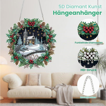 Diamant Painting Winterlandschaft Anhänger mit Kette – DIY Bastelset