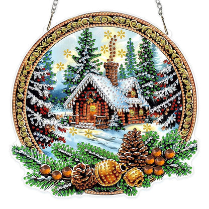 Diamant Painting Winterlandschaft Anhänger mit Kette