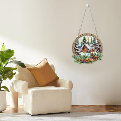 Diamant Painting Winterlandschaft Anhänger mit Kette
