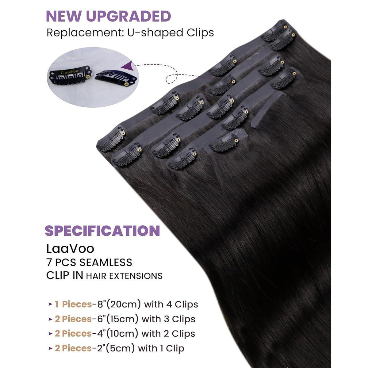 Echthaar Clip-in Extensions Schwarz – Natürliche Haarverlängerung