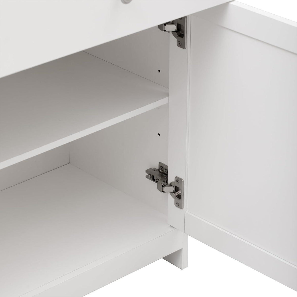 Weißes Sideboard mit 3 Schubladen & 4 Türen – 160x37x75 cm