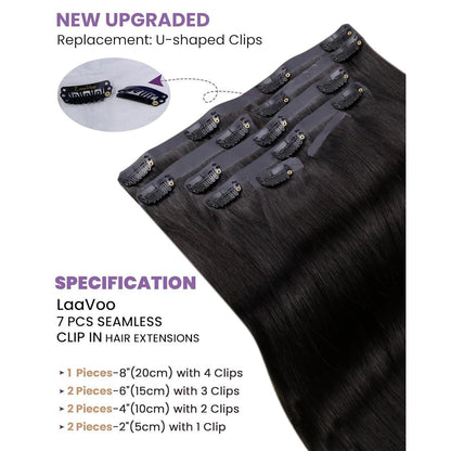 Echthaar Clip-in Extensions Schwarz – Remy, 35cm, 100g