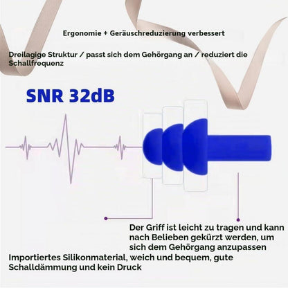 5 Paar Silikon Ohrstöpsel Gehörschutz zum Schlafen & Schwimmen