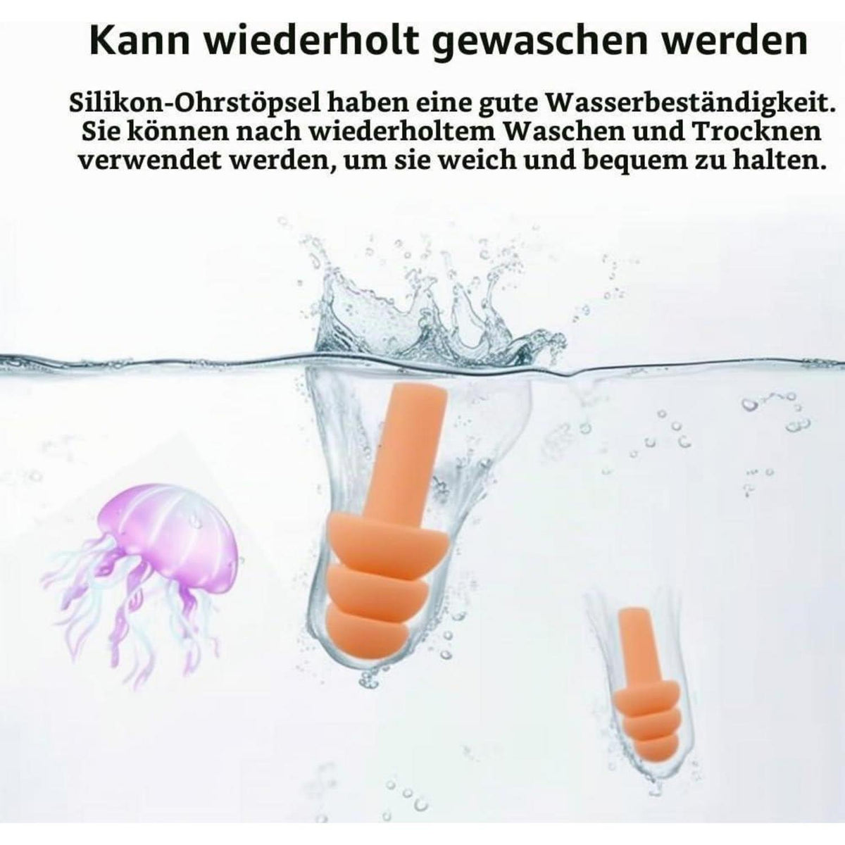 5 Paar Silikon Ohrstöpsel Gehörschutz zum Schlafen & Schwimmen