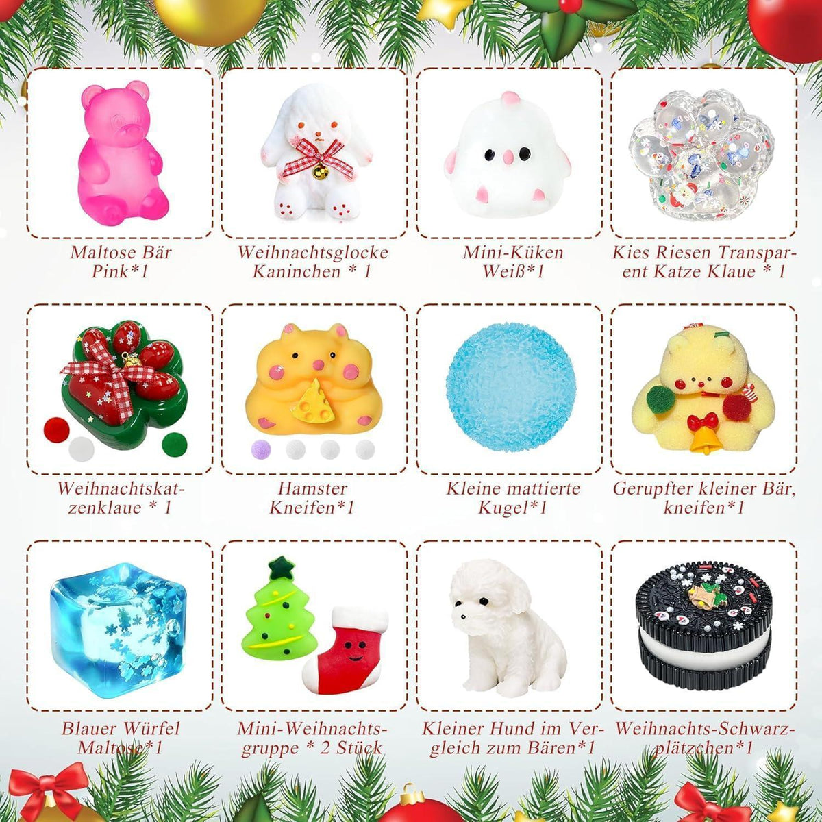 Fidget Adventskalender 2026 Kawaii Mochi Set Stressabbau Geschenk