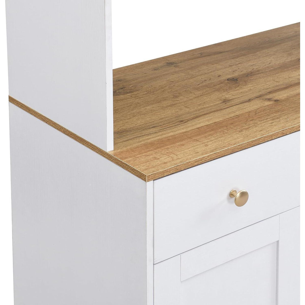 Küchenschrank Weiß & Holz mit Schubladen & Weinregal