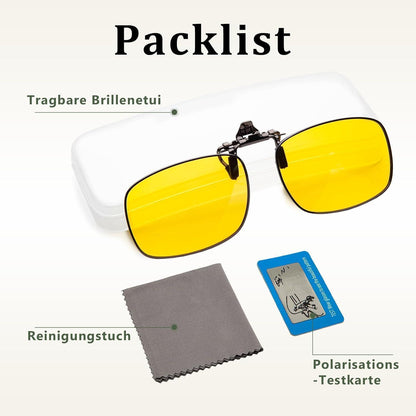 Clip-On Sonnenbrille polarisiert UV400 Nachtfahrbrille Metallrahmen