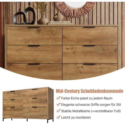 Hochglanz Sideboard mit 6 Schubladen – Dunkelbraun (120x40x76cm)