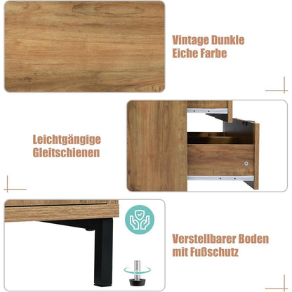 Hochglanz Sideboard mit 6 Schubladen – Dunkelbraun (120x40x76cm)