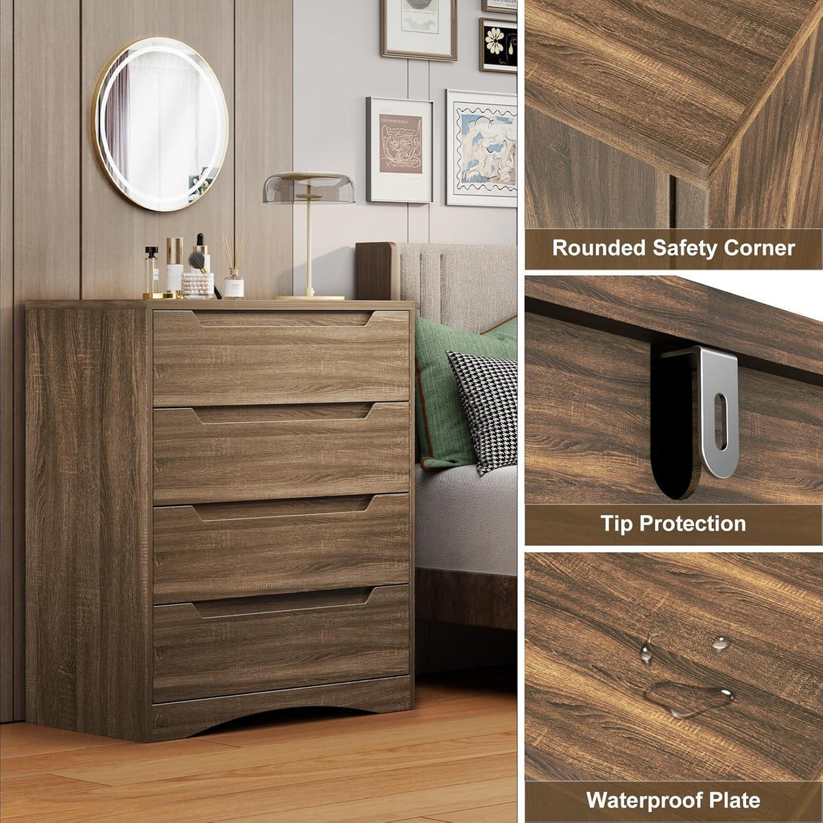 Weißgraue 4-Schubladen-Kommode – Schlafzimmer & Wohnzimmer