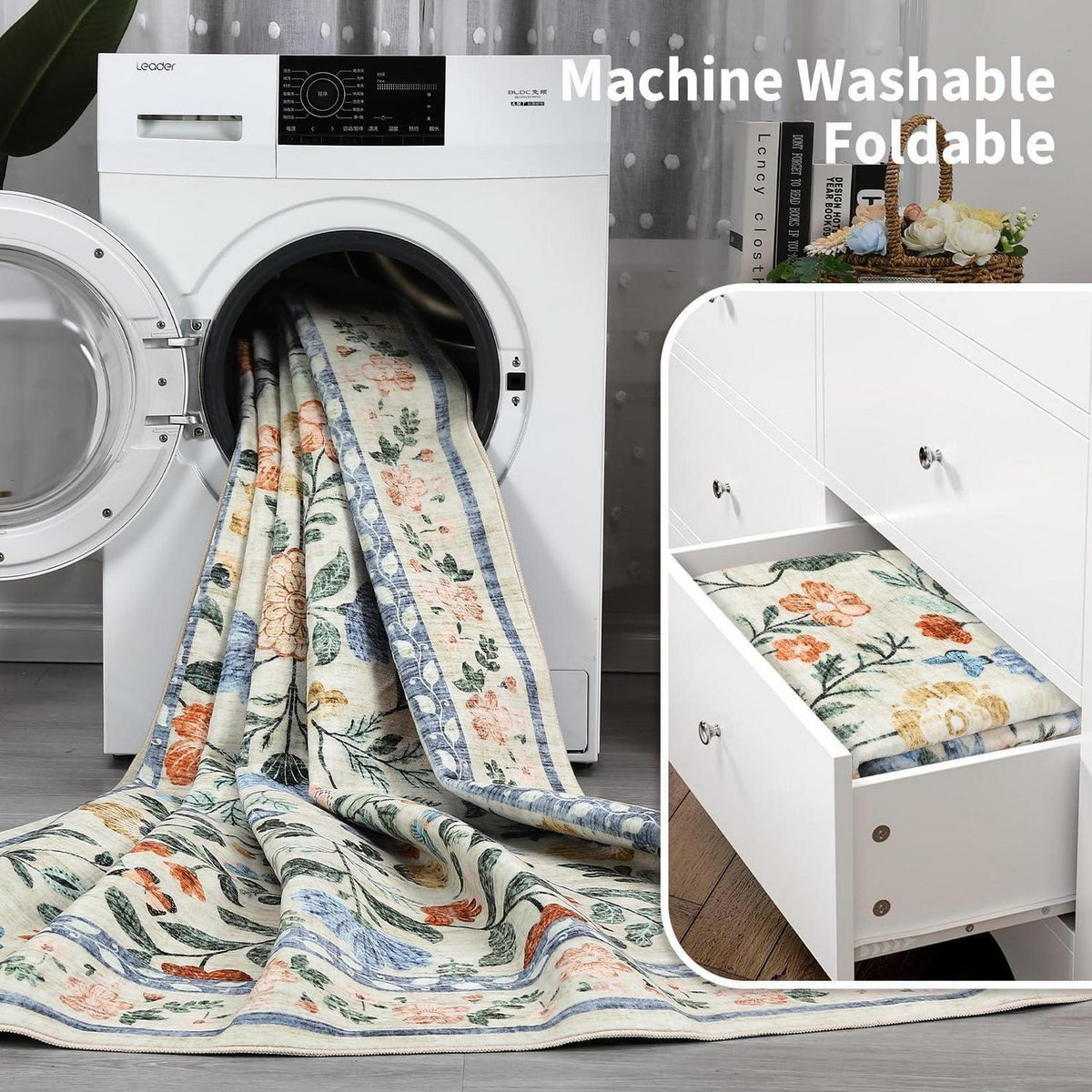 Waschbarer Teppich Grün 160x230 cm – Rutschfest & Weich