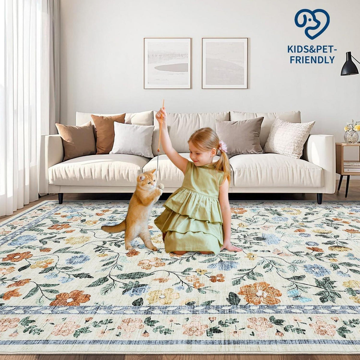 Waschbarer Teppich Grün 160x230 cm – Rutschfest & Weich