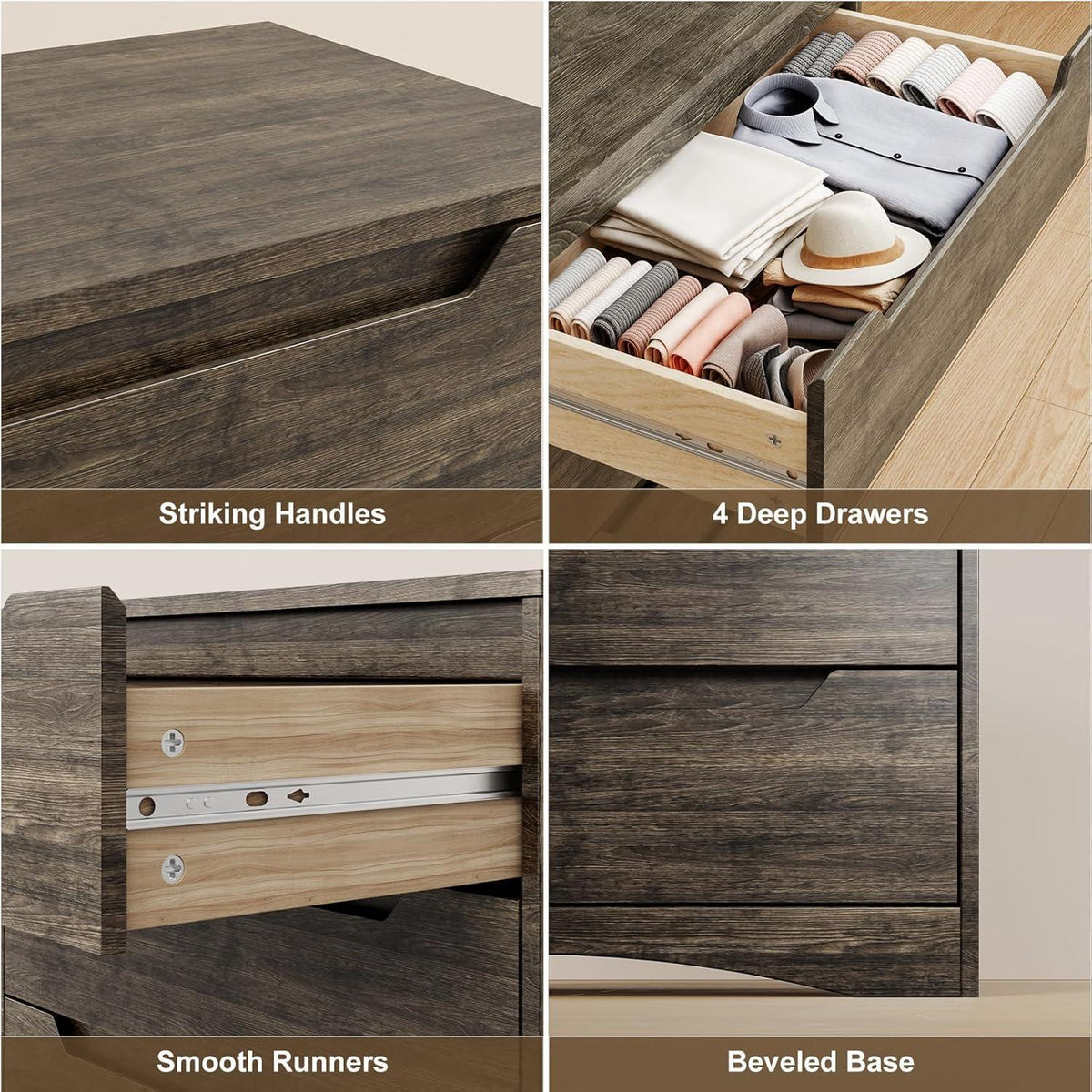 Weißes 4-Schubladen Sideboard | Schlafzimmer Kommode 71x41x82 cm