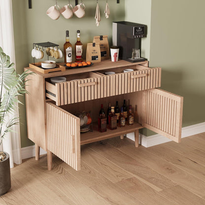 Sideboard mit 2 Schubladen & 2 Türen – Holz Kommode für Wohnzimmer