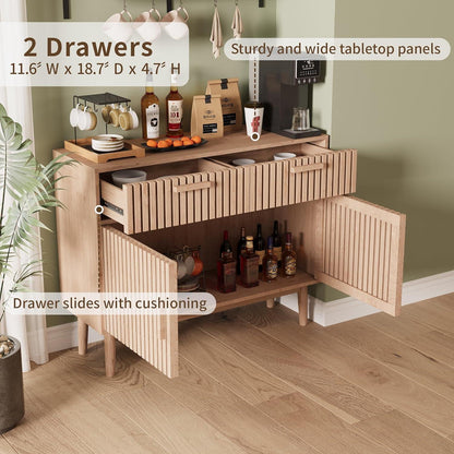 Sideboard mit 2 Schubladen & 2 Türen – Holz Kommode für Wohnzimmer