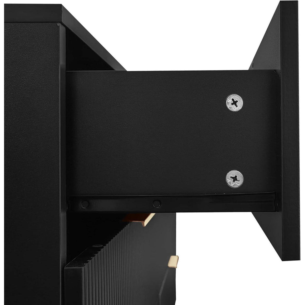 Modernes Sideboard Schwarz mit 6 Schubladen & Wellenmuster