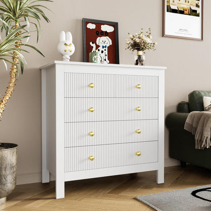 Modernes Sideboard mit 5 Schubladen, Weiß & Gold