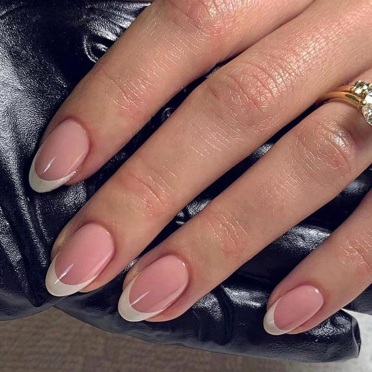 30x Künstliche Nägel Mandel Weiß French Tip & Nude Rosa