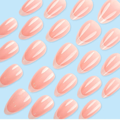 30x Künstliche Nägel Mandel Weiß French Tip & Nude Rosa