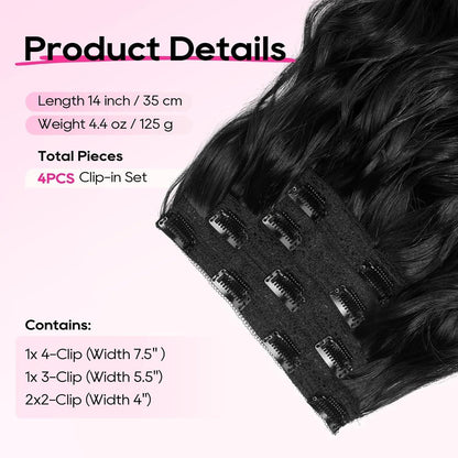 Welliges Clip-In Haarverlängerung 35 cm – Volumines & Natürliches Haar