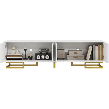 Moderner TV-Schrank Weiß mit goldenen Akzenten 160cm