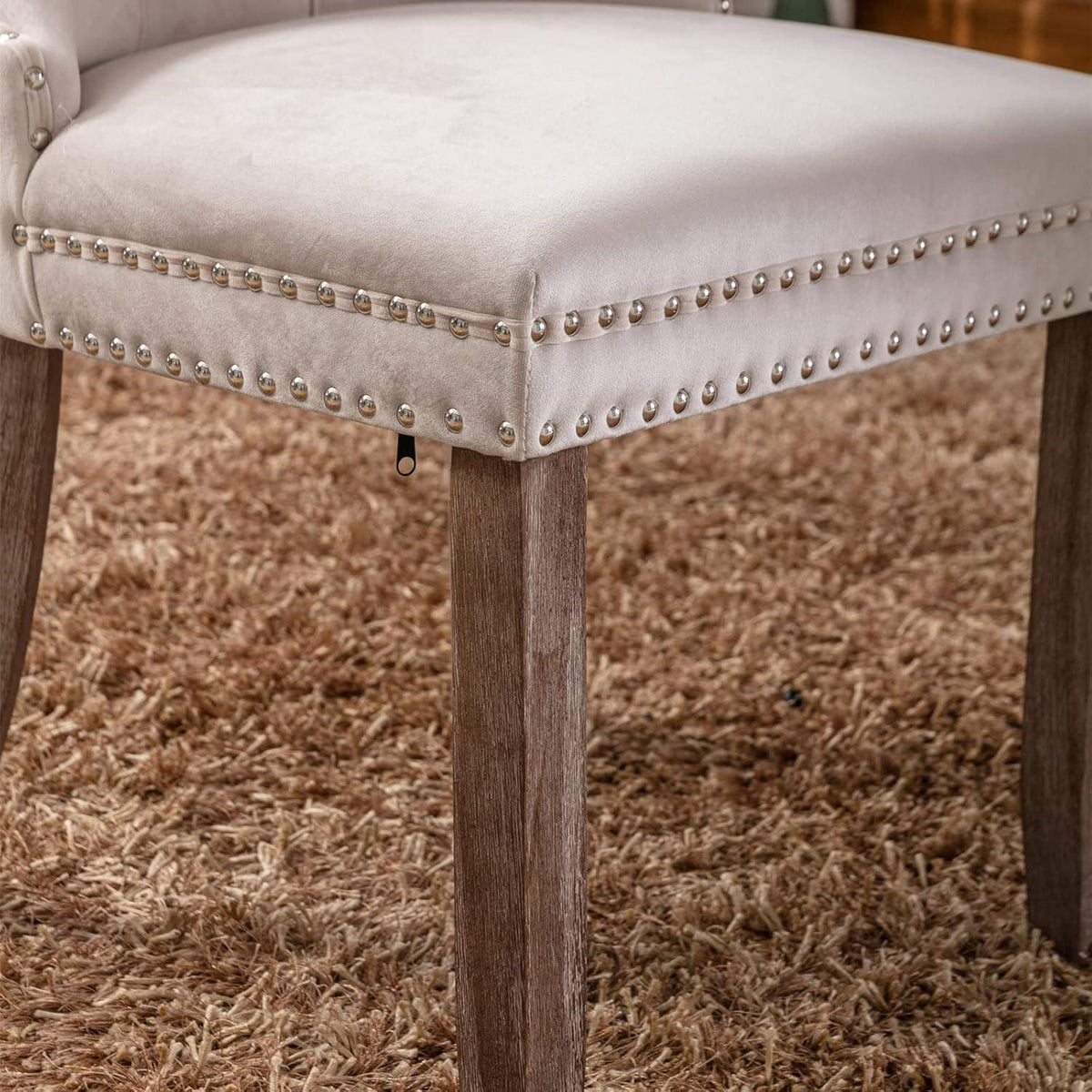 Esszimmerstühle Set 4er – Samt, Beige, Gepolstert & Stabil