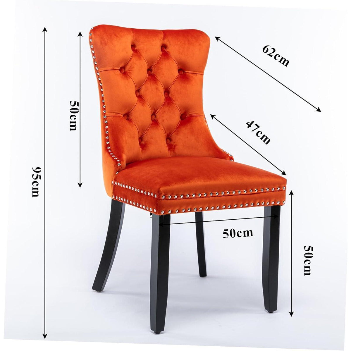 Esszimmerstühle Set 4 – Samt, Orange, Nieten Design