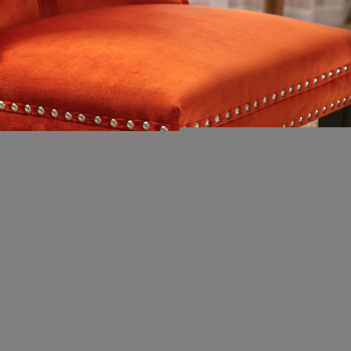 Esszimmerstühle Set 4 – Samt, Orange, Nieten Design