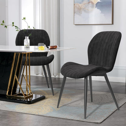 Esszimmerstühle Set 4er – Bequemer Samt-Stuhl Schwarz