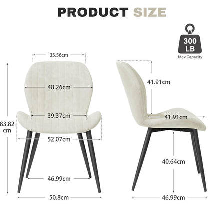 Esszimmerstühle Set 4er – Samt Creme, Ergonomisch & Robust