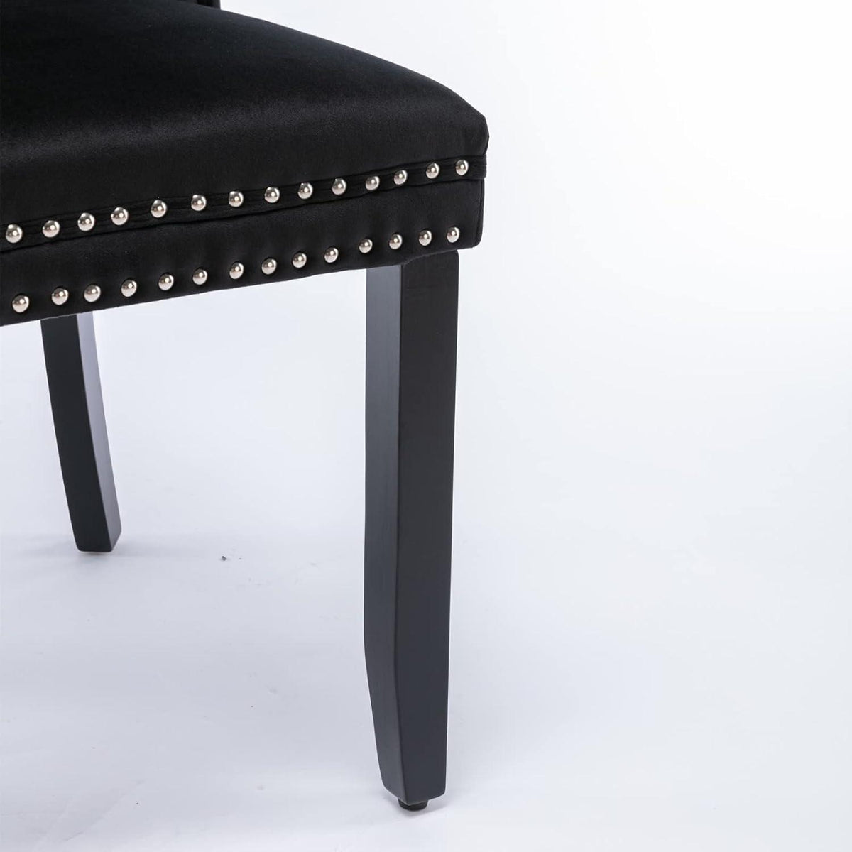 Esszimmerstühle Set 4er – Samt, Gepolstert, Schwarz