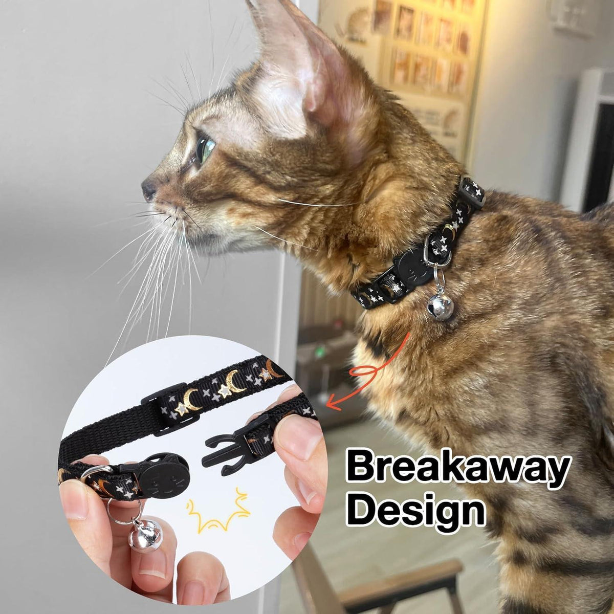 Airtag Katzenhalsband mit Glöckchen, reflektierend, verstellbar