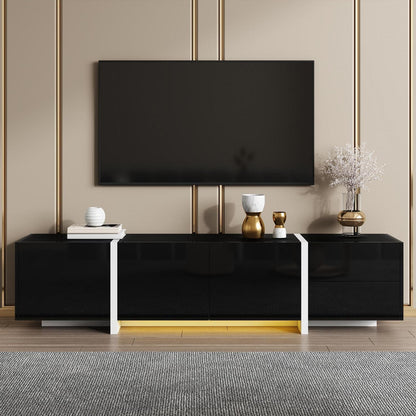 Schwarz TV Lowboard mit Schublade & Türen – 170x30x39cm