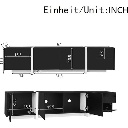 Schwarz TV Lowboard mit Schublade & Türen – 170x30x39cm