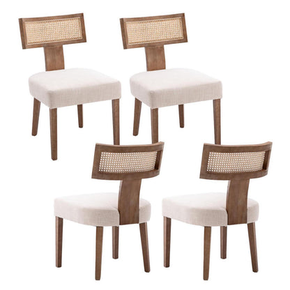 Küchenstühle 4er Set Vintage Holz Rattan Beige