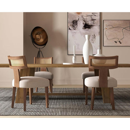 Küchenstühle 4er Set Vintage Holz Rattan Beige