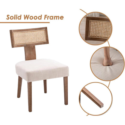 Küchenstühle 4er Set Vintage Holz Rattan Beige