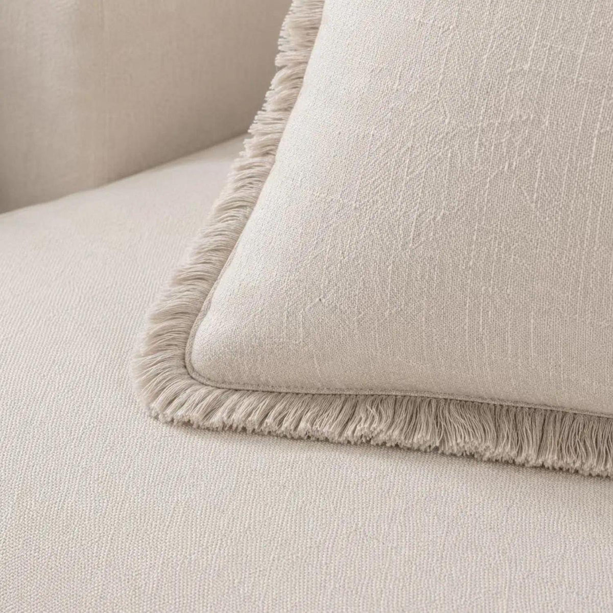 2er Set Baumwoll Kissenbezüge mit Fransen, 40x40 cm, Beige