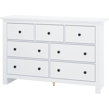 Kommode mit 7 Schubladen | Weißes Sideboard Holz verstellbar