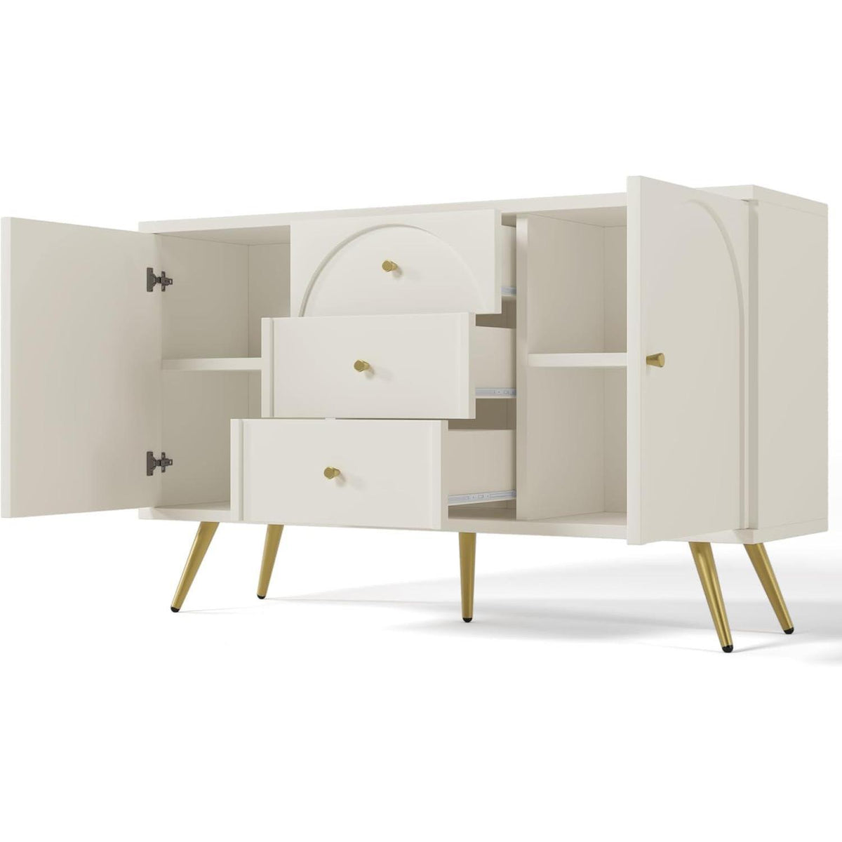 Weißes Sideboard mit 2 Türen & 3 Schubladen – 140x40x84cm