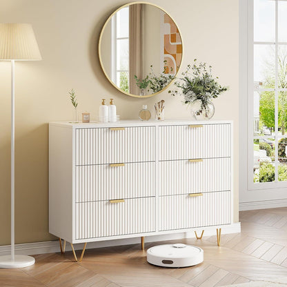 Moderne Kommode 6 Schubladen Weiß – Schrank für Schlafzimmer & Wohnzimmer