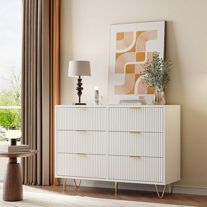 Moderne Kommode 6 Schubladen Weiß – Schrank für Schlafzimmer & Wohnzimmer