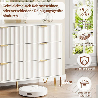 Moderne Kommode 6 Schubladen Weiß – Schrank für Schlafzimmer & Wohnzimmer