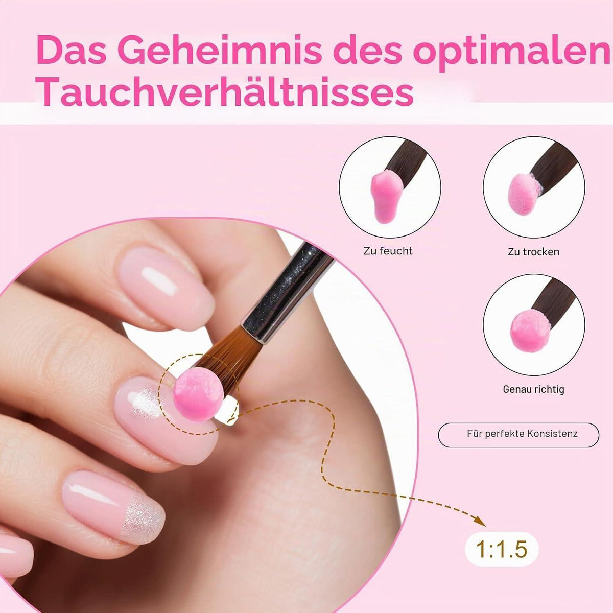 3x Acryl Pinsel Set für Nageldesign – 8/10/14 Größen