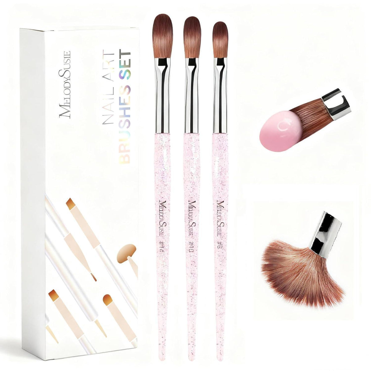 3x Acryl Pinsel Set für Nageldesign – 8/10/14 Größen