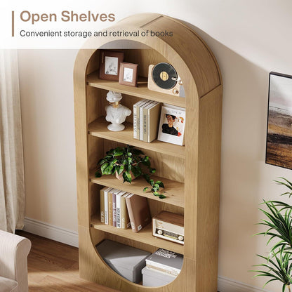 Tribesigns Gewölbtes Bücherregal mit 5 Ebenen – Industrial Design
