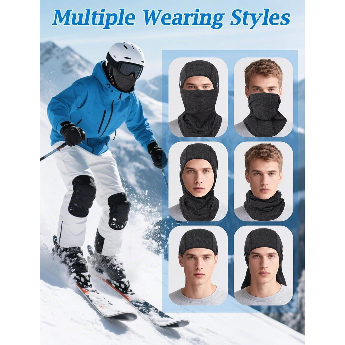 Sturmhaube Winddicht Warm – Skimaske Fahrrad Balaclava Grau
