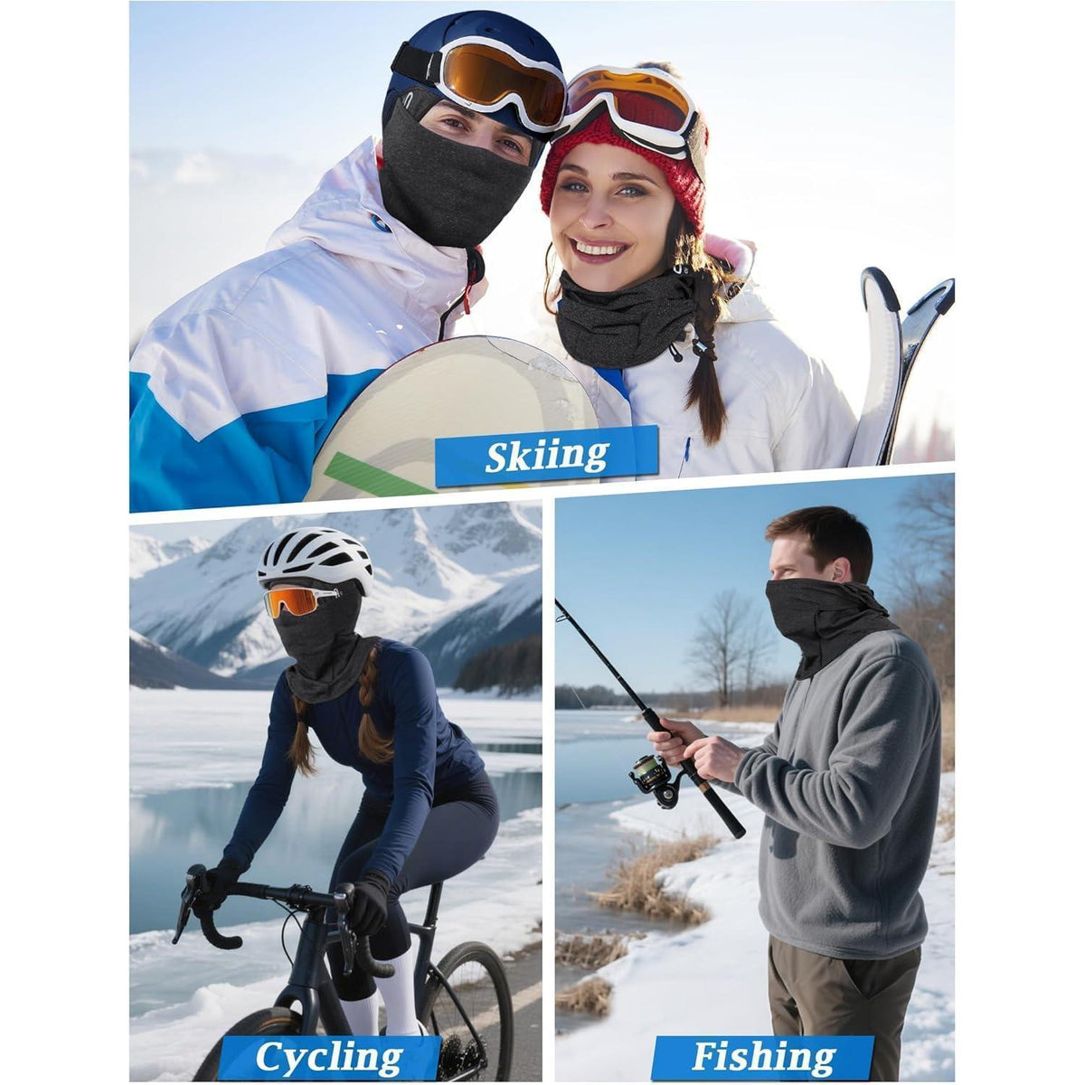 Sturmhaube Winddicht Warm – Skimaske Fahrrad Balaclava Grau