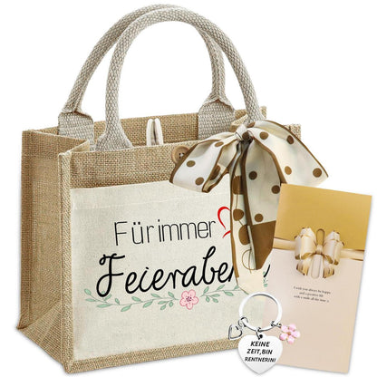 Ruhestand Geschenkset für Frauen mit Jutetasche & Schal